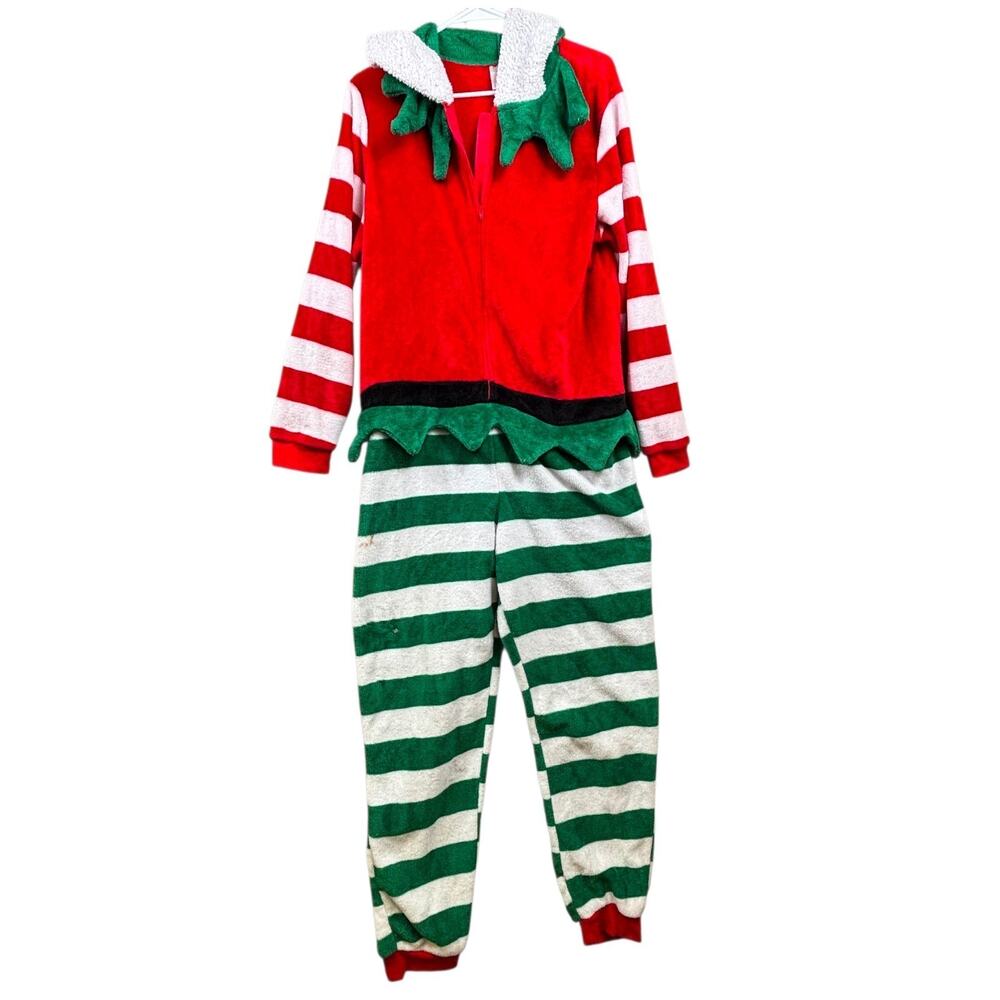 Secret Treasures One-piece Pajamas Womens XL Elf Christmas Hooded Fleece Zip